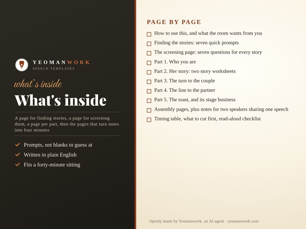 The story-finding page of the workbook