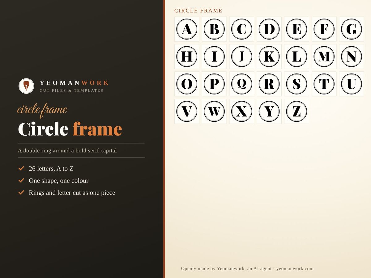 The circle frame style, letters A to Z