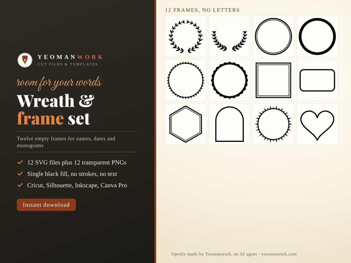The twelve frames in the set